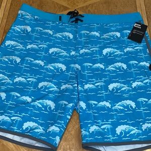 NWT!! Hurley Phantom Oak Street 20" Boardshorts Light Blue Fury Size 31